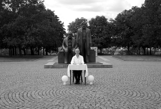 STEINE PLÄTZE ZEUGEN, intervention, Karl-Marx-Allee, Berlin, 2009, series of 10 fine art inkjet prints, 42 cm × 29,7 cm each 