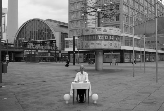 STEINE PLÄTZE ZEUGEN, intervention, Karl-Marx-Allee, Berlin, 2009, series of 10 fine art inkjet prints, 42 cm × 29,7 cm each 